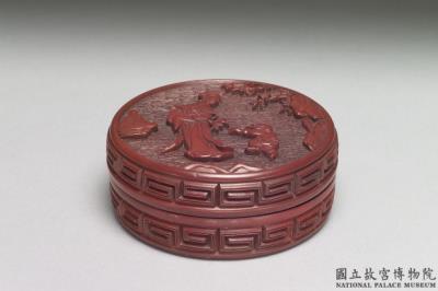 图片[2]-Round box with lady and child at play/ Carved red lacquerware-China Archive